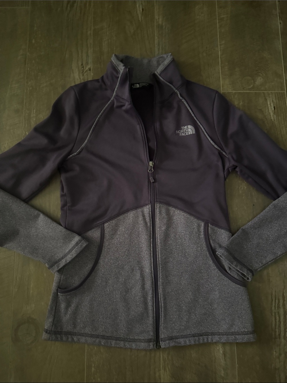 The North Face Women's Two-Tone Dark Purple and Heather Gray Zip Jacket